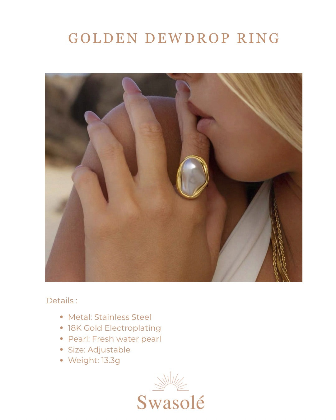 Golden Dewdrop Ring