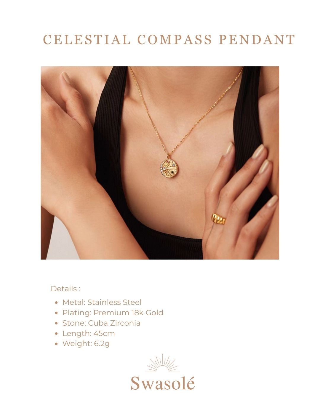 Celestial Compass Pendant (With Chain)