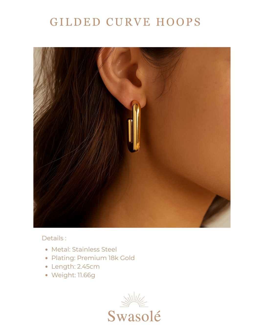 Gilded Curve Hoops