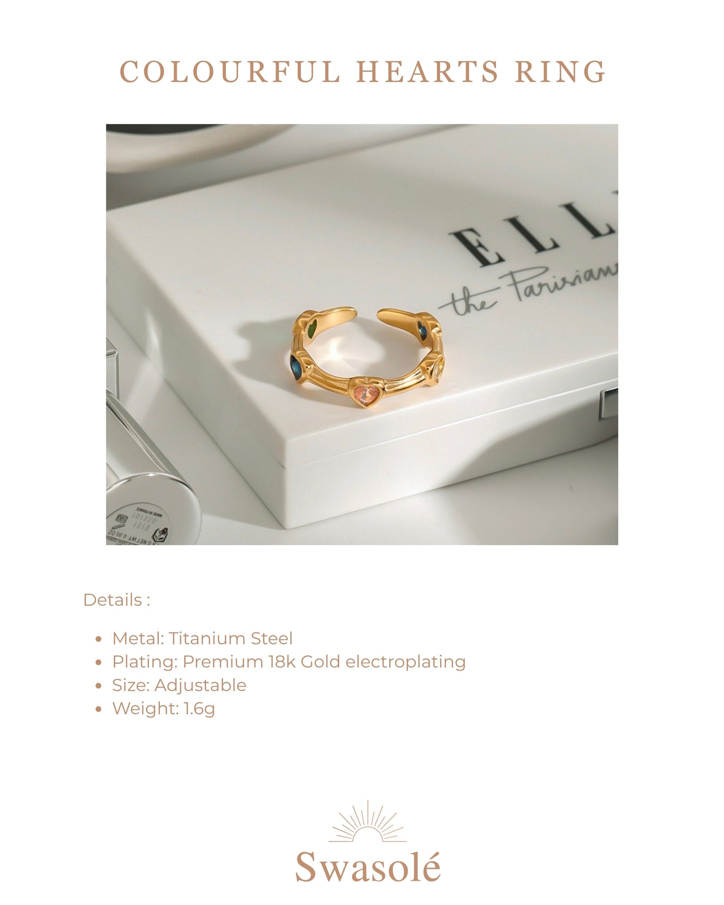 Colourful Hearts Ring