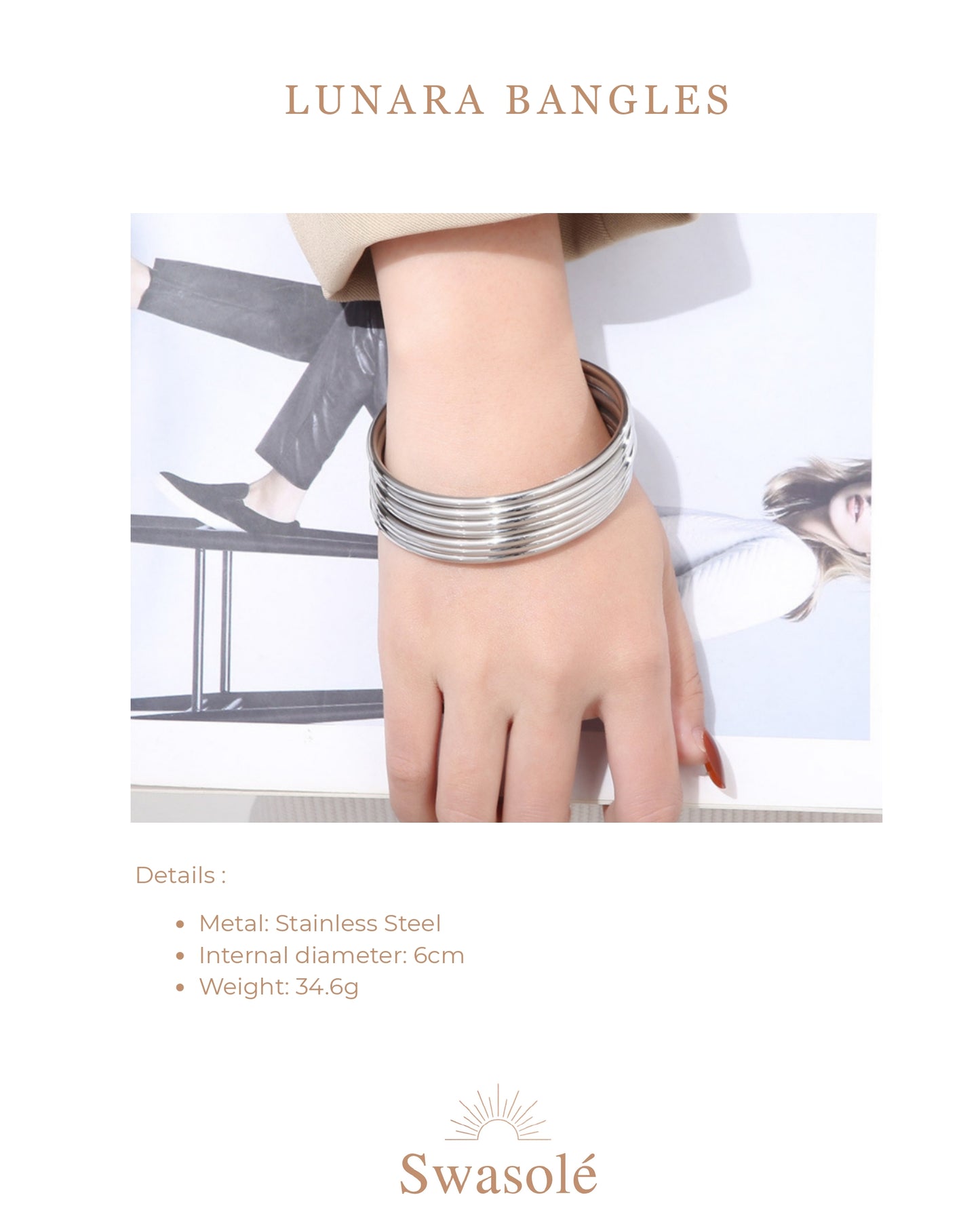 Lunar Bangles (set of 5)size 2.4