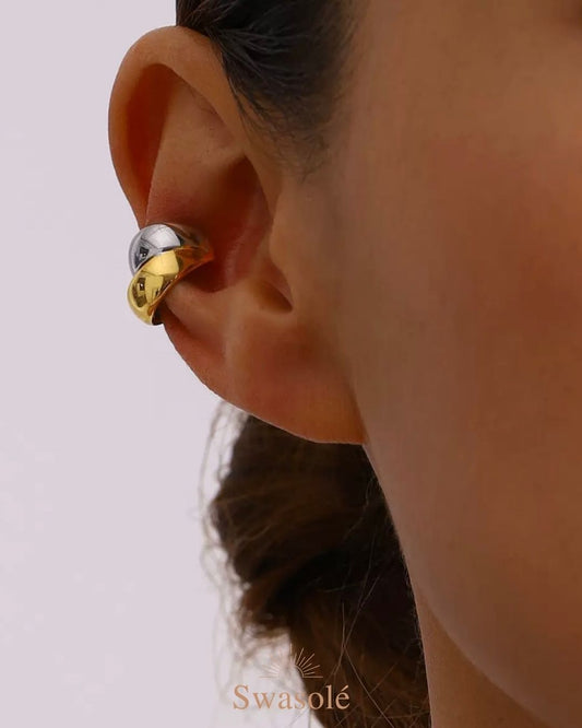 Luxe Twist Ear Cuff – Gold & Silver Finish