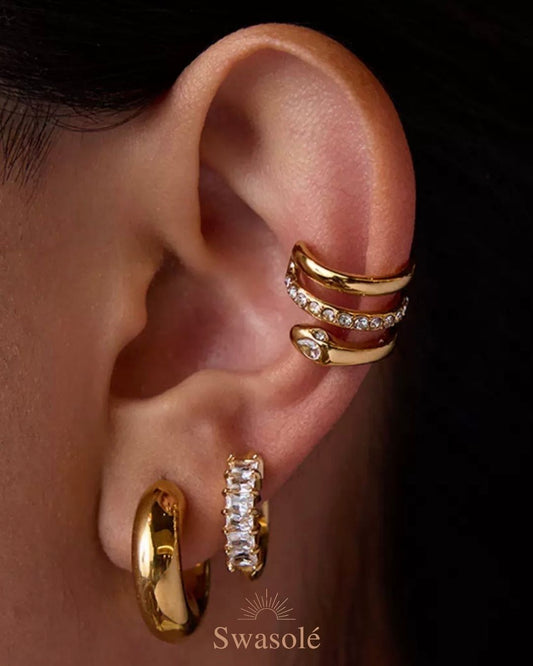 Serpent Crystal Ear Cuff – Gold Non-Piercing Ear Wrap