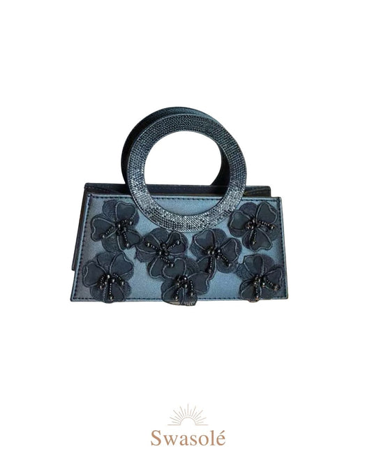 Black Noir Hand Beaded Clutch