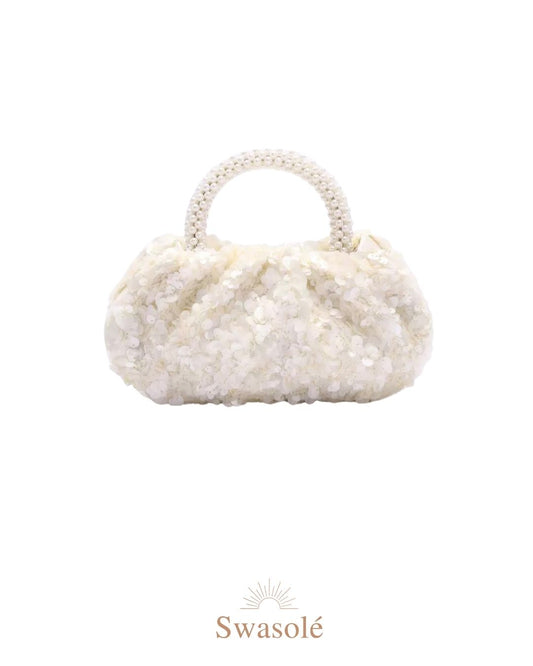Ivory Sequin Glam Clutch