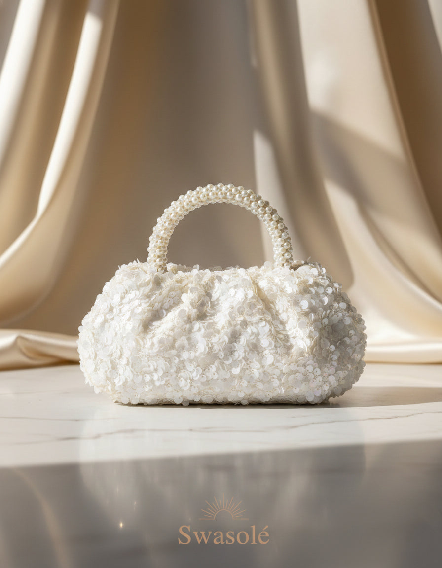 Ivory Sequin Glam Clutch
