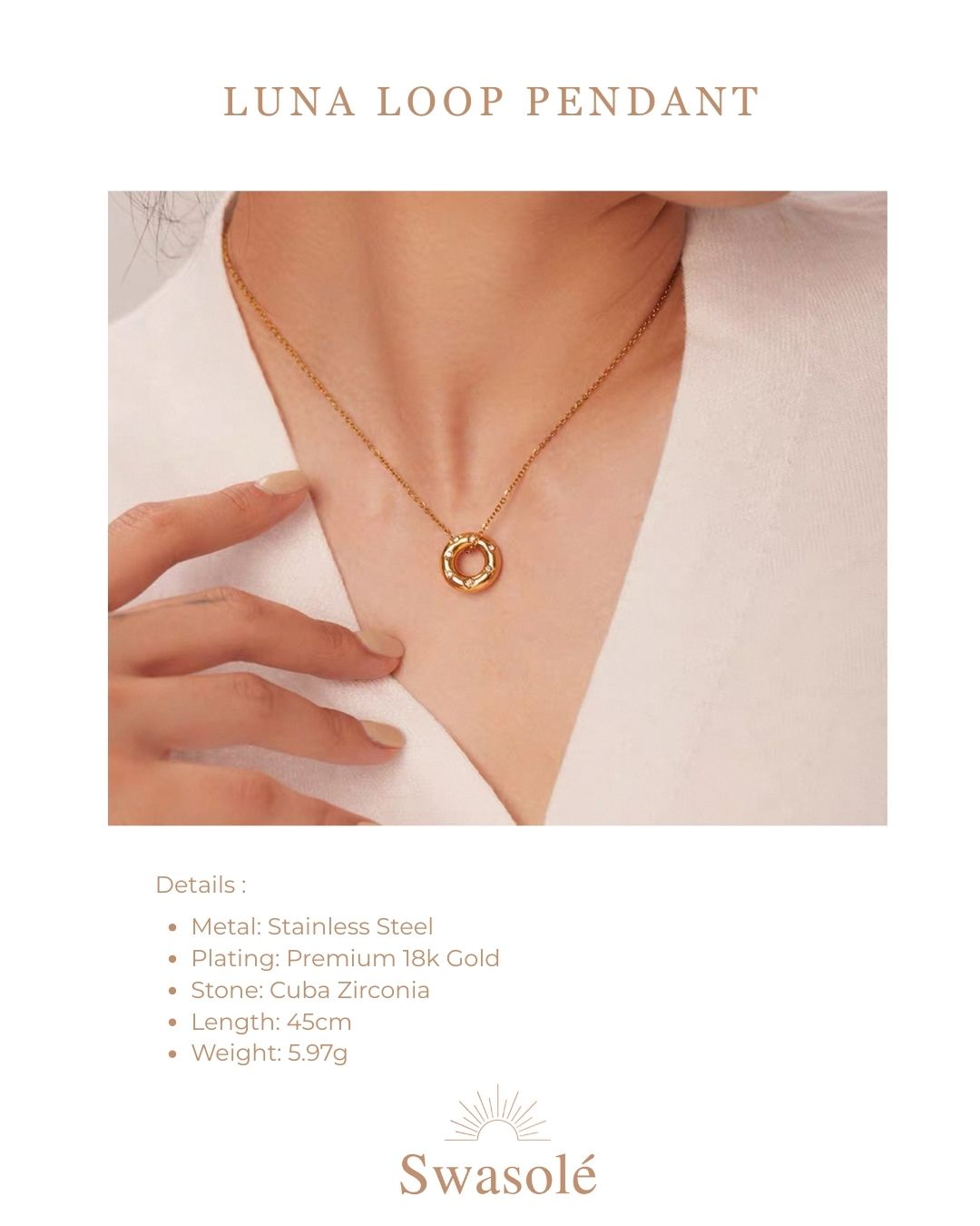 Luna Loop Pendant (With Chain)