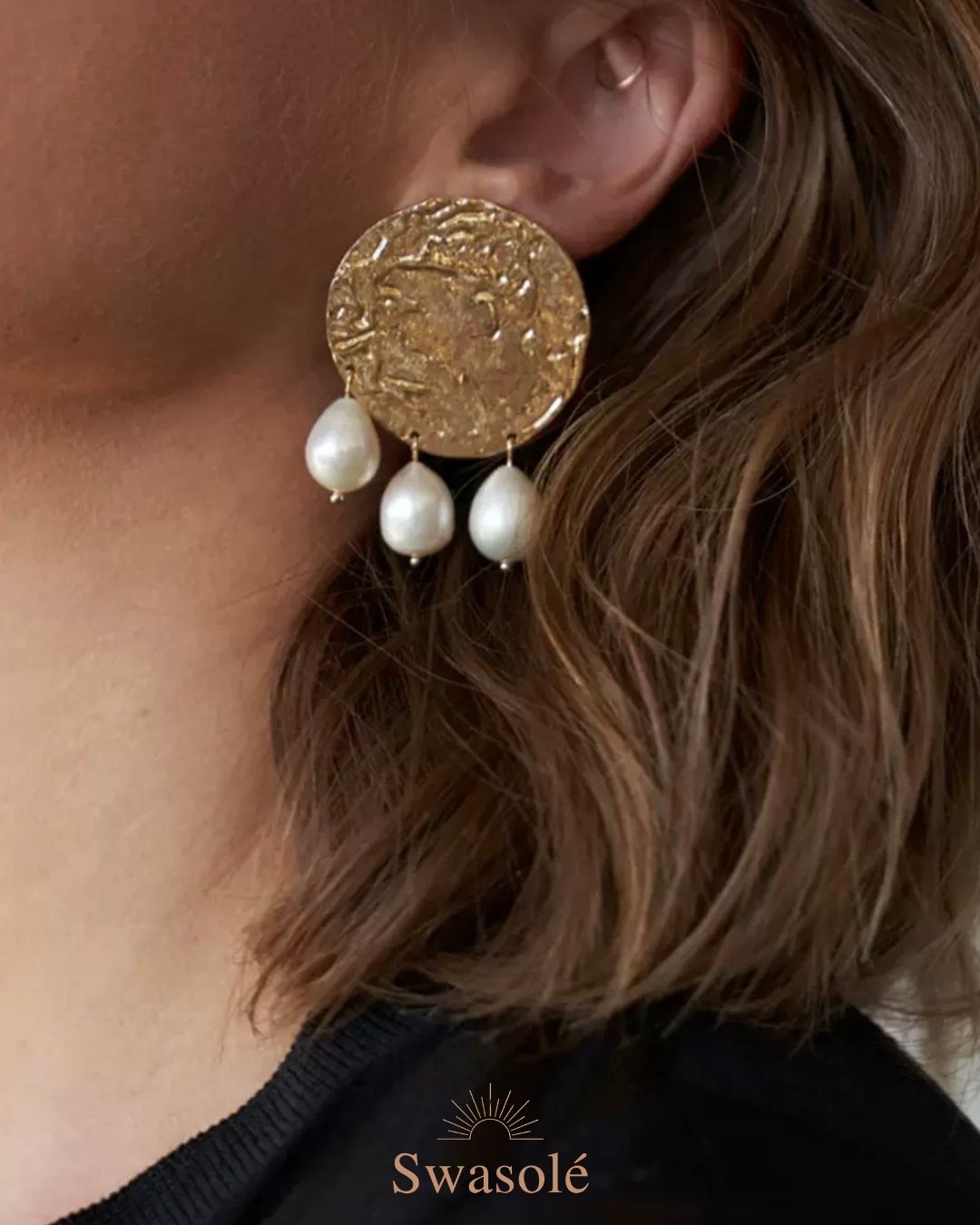 Swasolé Aurelia Coin Pearl Earrings