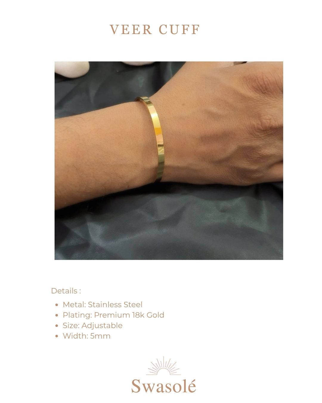Veer Cuff – Adjustable 18K Gold Plated Bracelet