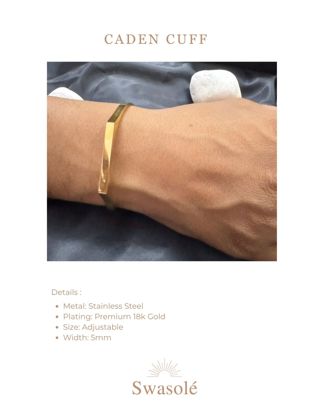 Caden Cuff – 18k Gold-Plated Bracelet