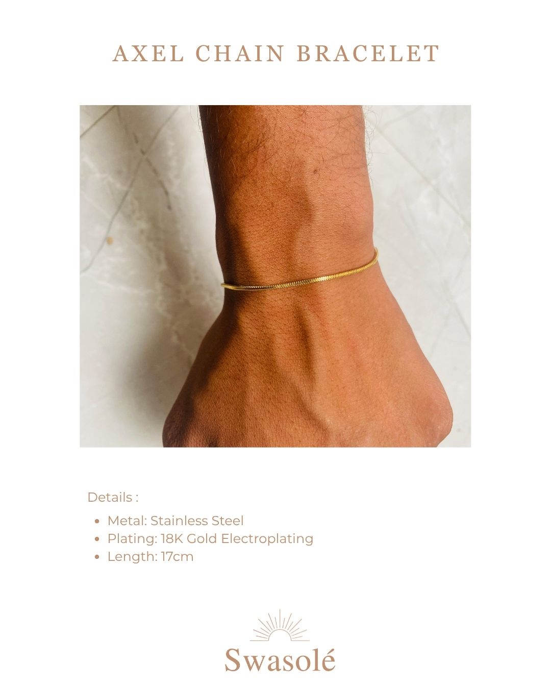 Axel Chain Bracelet for Men | 18K Gold Plated