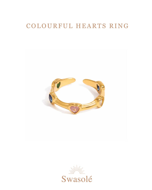 Colourful Hearts Ring