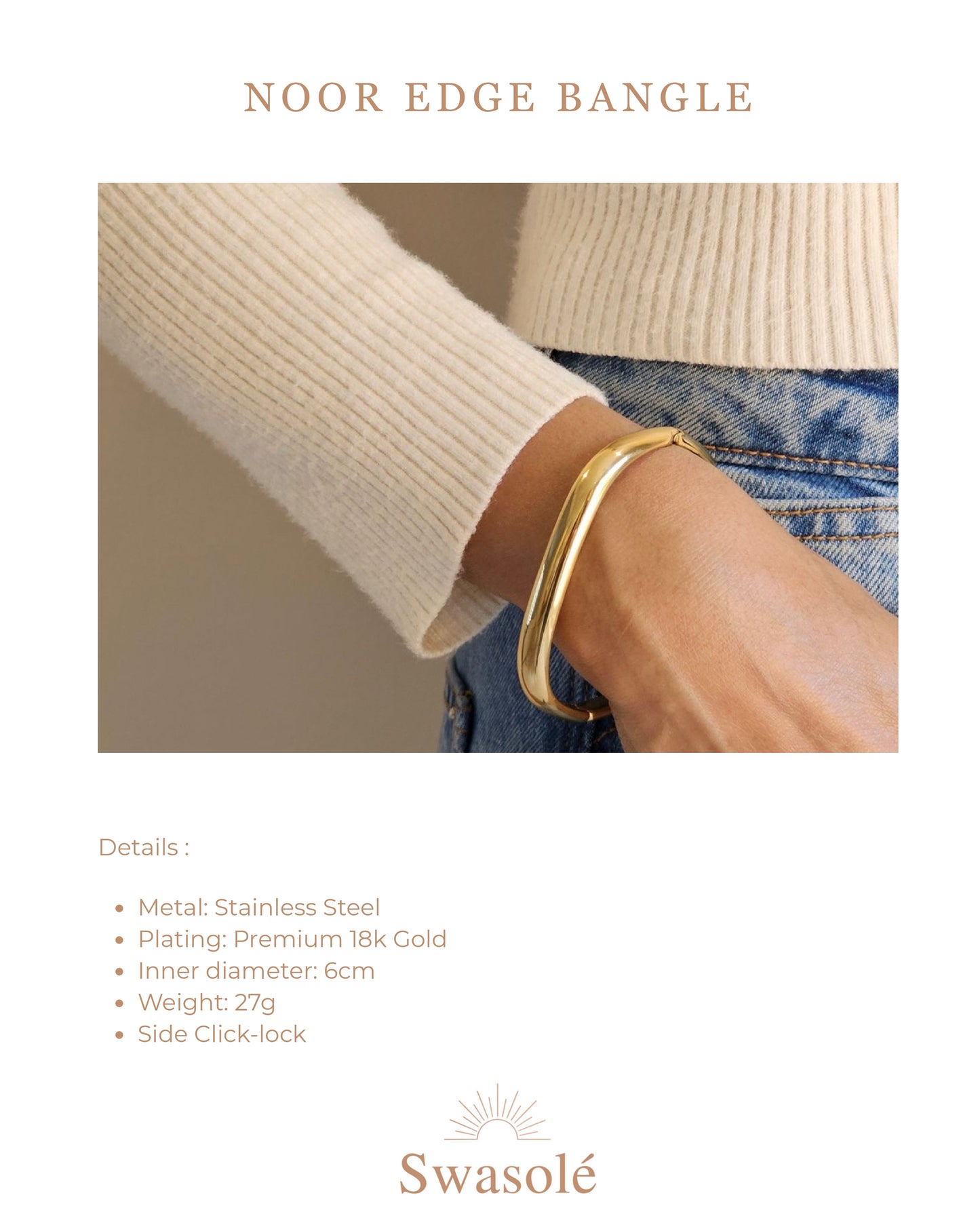 NOOR EDGE BANGLE (GOLD)