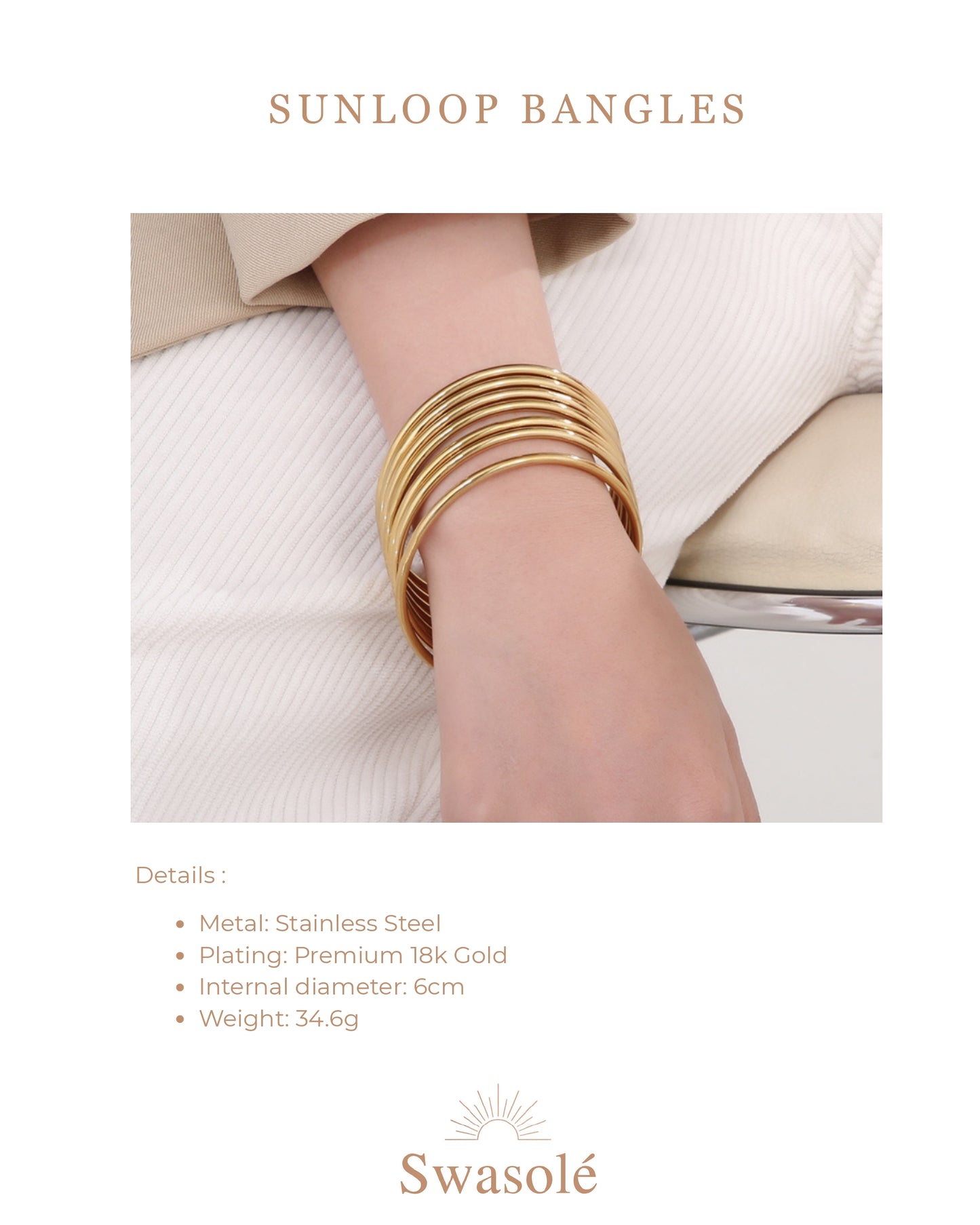 Sunloop bangles (set of 5) size 2.4 , 2.6