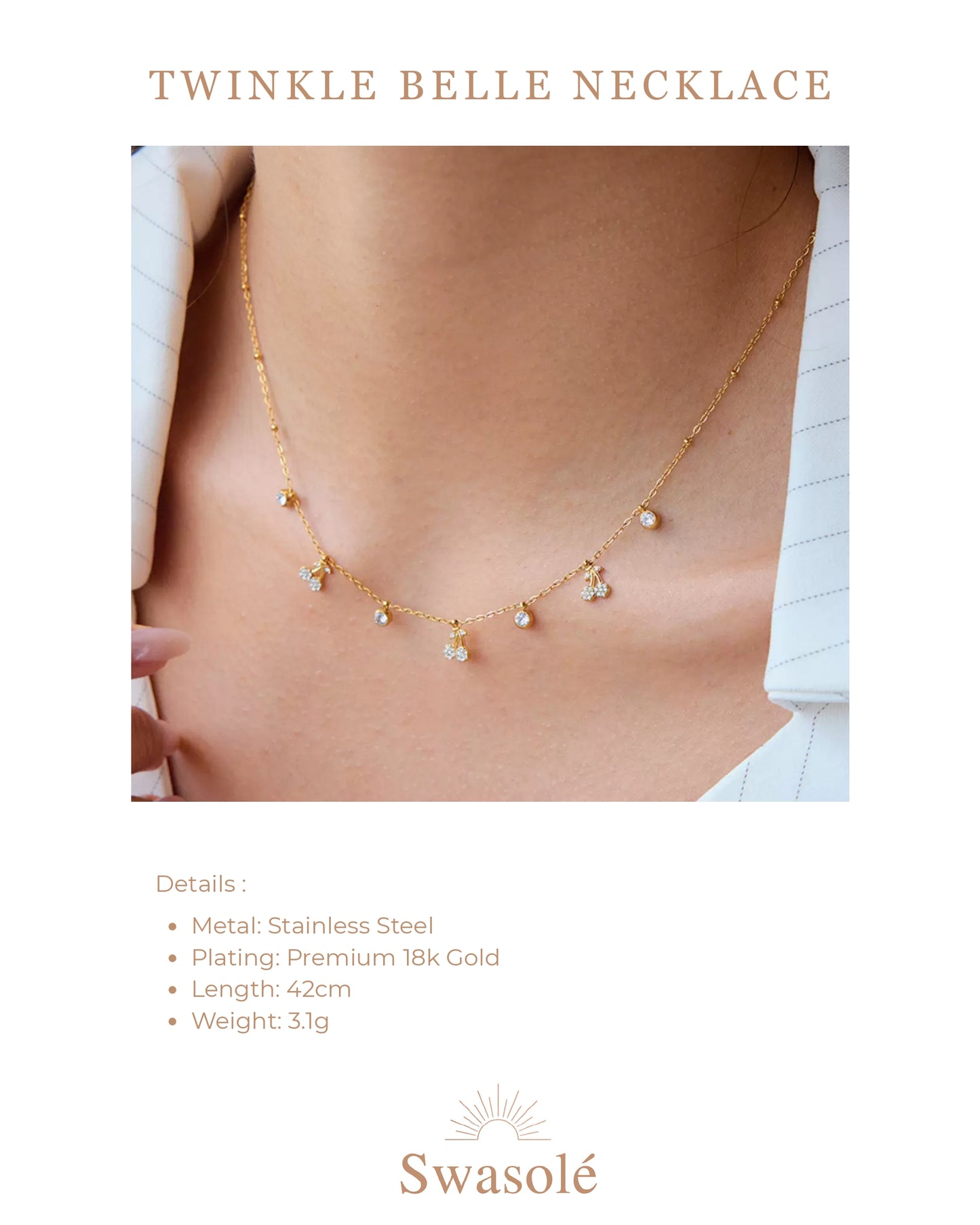 Twinkle Belle Necklace – 18K Gold Plated